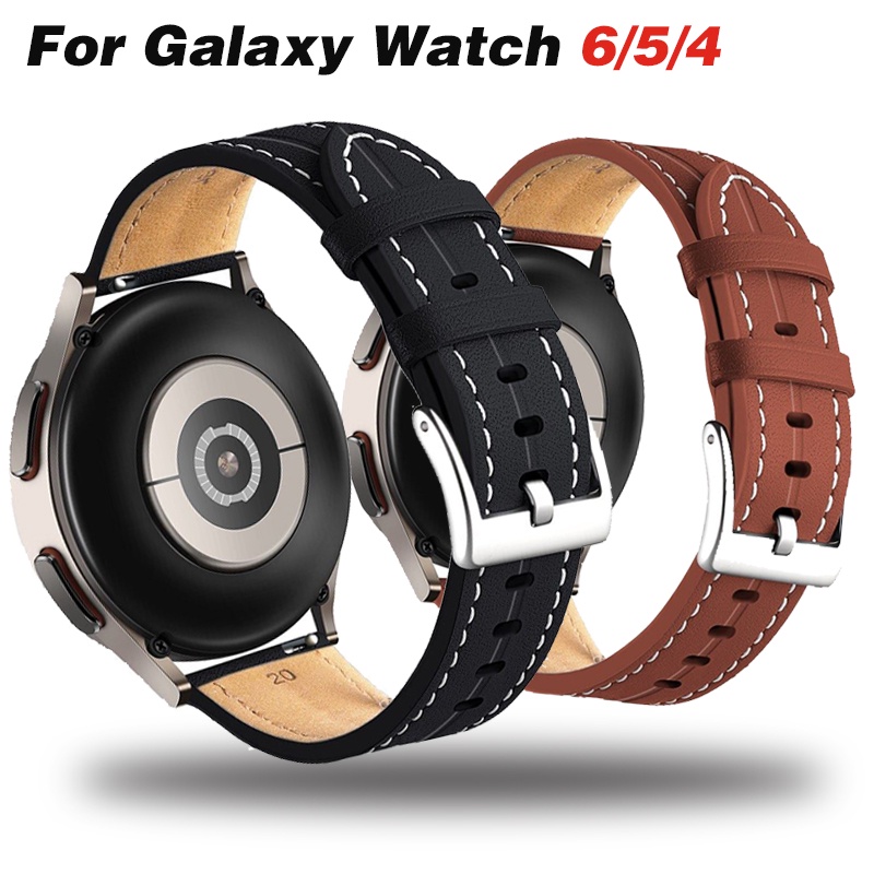 สายนาฬิกาข้อมือหนังแท้ 20 มม. 22 มม. สําหรับ Samsung Galaxy Watch 6 5 4 40 มม. 44 มม. Galaxy Watch 6 classic 43 มม. 47 มม.