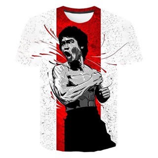 เสื้อยืด พิมพ์ลาย Bruce Lee Kong Fu Star Streetwear สไตล์ฮาราจูกุ สําหรับผู้ชาย