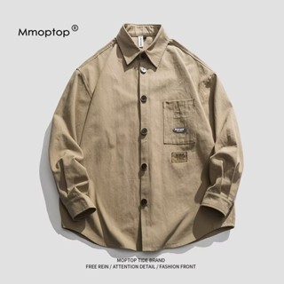  เสื้อเชิ้ตแขนยาว ทรงหลวม แต่งกระเป๋า อินเทรนด์สําหรับผู้ชาย
