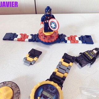 Javier นาฬิกาข้อมือ บล็อกตัวต่อ แบบพกพา The Avengers 360° นาฬิกาข้อมือ ลายการ์ตูน Frozen หมุนได้ สําหรับกลางแจ้ง