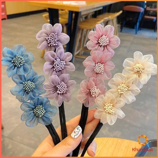 Khummak กิ๊บสไตล์เกาหลี สําหรับผู้หญิงที่ชอบ DIY ลูกไม้ + ดอกไม้ เป็นขดลวด hair accessories