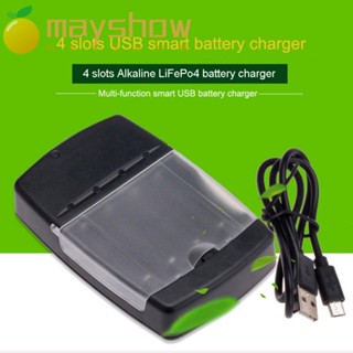 Mayshow แท่นชาร์จแบตเตอรี่อัลคาไลน์ LED 1.5V แบบพกพา ชาร์จเร็ว สําหรับแบตเตอรี่ AA AAA