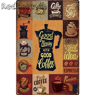 Redkeev™ ป้ายโลหะดีบุก รูปกาแฟ สไตล์เรโทร สําหรับตกแต่งผนังบ้าน