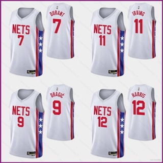 เสื้อกีฬาบาสเก็ตบอล ลายทีม NP2 22 23 NBA Jersey Nets Durant Irving Harris Dracic Jersey สีขาว PN2