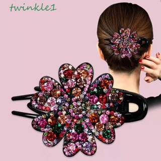 Twinkle1 กิ๊บติดผมหางม้า ประดับเพชรเทียม เพทายคริสตัล ขนาดใหญ่ สไตล์วินเทจ สําหรับแม่ และเด็ก