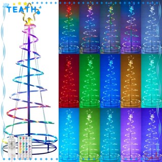 Teath โคมไฟเกลียว LED 1.2 ม. 1.5 ม. 1.8 ม. ทนทาน ตั้งเวลาได้ 8 โหมด สีดรีม พร้อมรีโมตคอนโทรล สําหรับตกแต่งต้นคริสต์มาส
