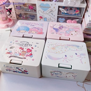 [Beautyoufeel] กล่องเก็บเครื่องประดับ แหวน สร้อยคอ แบบพกพา ลาย Sanrio My Melody Cinnamoroll Kuromi Kitty สร้างสรรค์