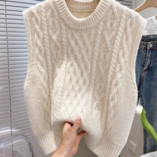 เสื้อกั๊กแขนกุด ผ้าถัก แฟชั่นฤดูใบไม้ร่วง สไตล์เรโทร สําหรับ…