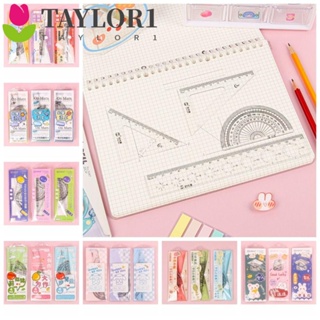 Taylor1 ชุดไม้โปรแทรกเตอร์ ทรงสามเหลี่ยม แบบใส อเนกประสงค์ สําหรับวาดภาพ 4 in 1