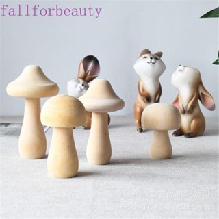 Fallforbeauty หมุดไม้เปล่า รูปเห็ด แฮนด์เมด DIY สําหรับตกแต่งบ้านตุ๊กตา 10 ชิ้น