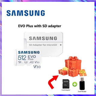 อะแดปเตอร์ Samsung EVO Plus SD 512GB 256GB 128GB 64GB 32GB 16GB micro SD Class 10 UHS-I U3 V30 A2