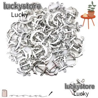 Lucky จี้โลหะ รูปสมอเรือ สีเงิน สไตล์วินเทจ 23*21 มม. สําหรับดึงซิป