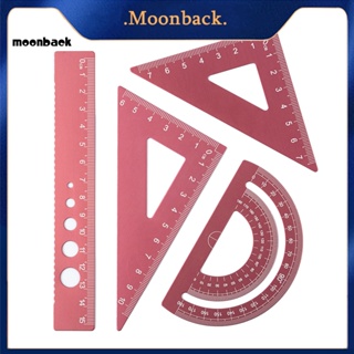 &lt;moonback&gt; ชุดไม้บรรทัด ทรงสามเหลี่ยม น้ําหนักเบา อเนกประสงค์ สําหรับวัดสเกล 4 ชิ้น ต่อชุด