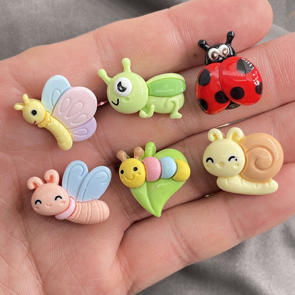 [3 #] Jibbitz Crocs กิ๊บติดผมเรซิ่น รูปการ์ตูนผีเสื้อ หอยทาก แมลง 7 แฮนด์เมด diy อุปกรณ์เสริม สําหรับรองเท้า FN