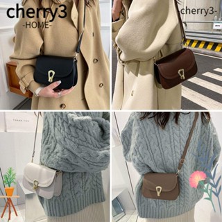 Cherry3 กระเป๋าสะพายไหล่ สะพายข้าง หนัง PU สีพื้น สําหรับกลางแจ้ง