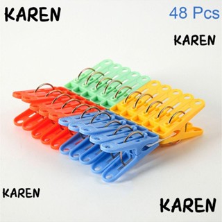 Karen คลิปหนีบผ้า พลาสติก หลากสี ใช้ง่าย ทนทาน 48 ชิ้น