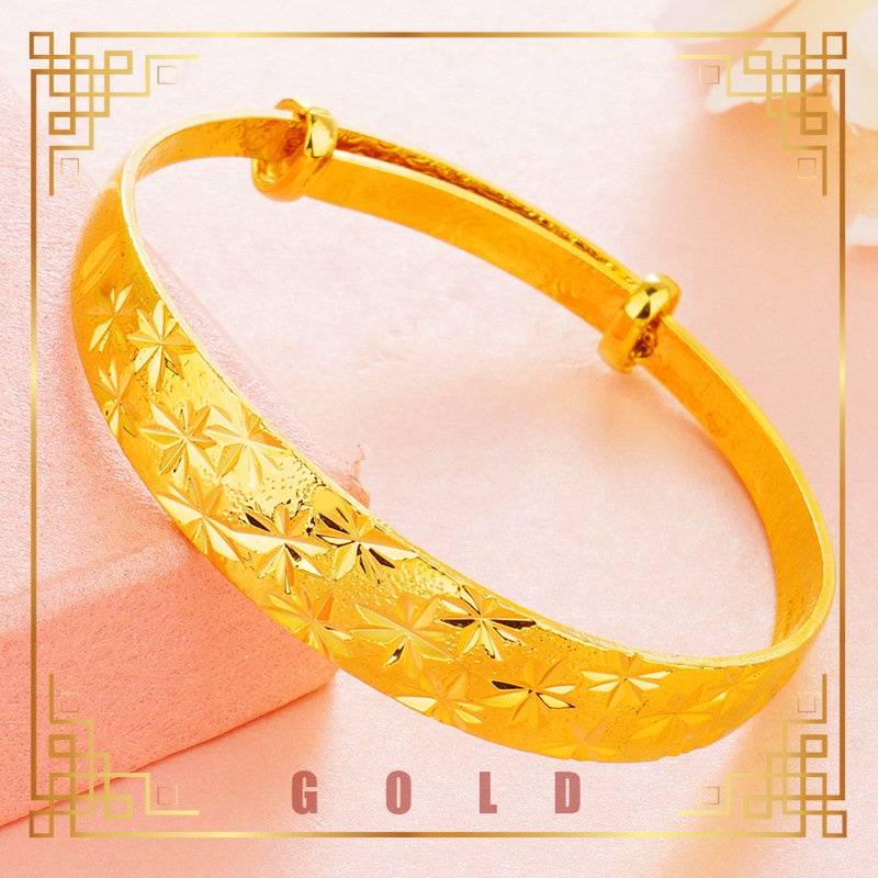 [Lucky K Gold] Au999 Gold 10mm Starry Push-Pull Bracelet สําหรับผู้หญิง
