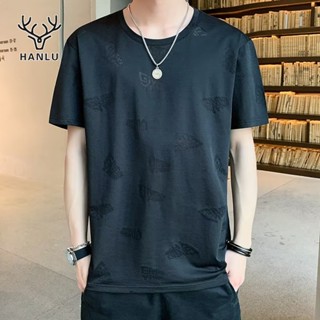 HANLU เสื้อยืด ทรงหลวม ขนาดใหญ่ มินิมอลสไตล์เกาหลี สําหรับผู้ชาย และผู้หญิง M-3XL【จัดส่งได้ตลอดเวลา】