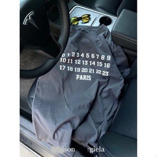 BF5L Martin Margiela 2023 new Magira MM6 advanced gray digital printing short-sleeved T-shirt with letters on the chest logo short-sleeved