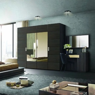 SB Design Square ตู้เสื้อผ้าบานเฟี้ยม รุ่น Zen สีไม้เข้ม (240x61x221 ซม.) แบรนด์ SB FURNITURE