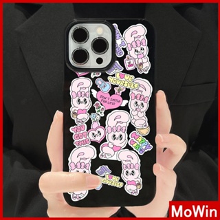 Mowin - เข้ากันได้สำหรับ เคสไอโฟน เคสไอโฟน11 เคส iphone 11 สำหรับ iPhone 14 Pro Max เคส iPhone สีดำเงา TPU เคสอ่อนกันกระแทกป้องกันกล้องสีชมพูกระต่ายน่ารักเข้ากันได้กับ iPhone 13 Pro max 12 Pro Max 11 xr xs max 7Plus 8Plus