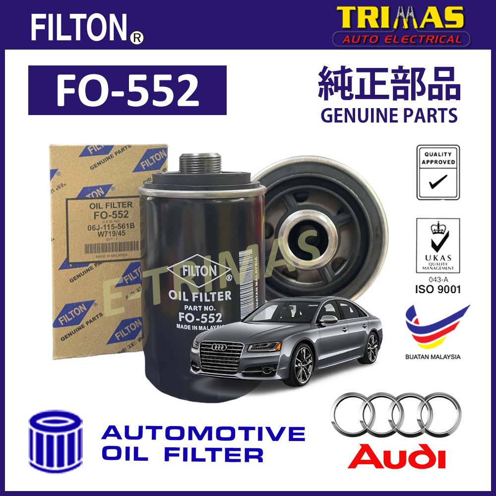 กรองน้ํามันเครื่อง FILTON Audi A8 D4 4H2 4H8 4HC 4HL เครื่องยนต์ EA888 Penapis Miyak Hitam Enjin 06J