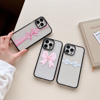 ของแท้ CASETiFY เคสโทรศัพท์มือถืออะคริลิคแข็ง ประดับโบว์ สีแดง สําหรับ iPhone 11 12 13 14 Pro Max