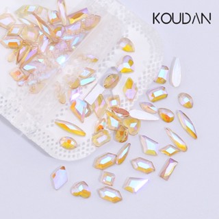 Koudan สติกเกอร์คริสตัลเจล พลอยเทียม สีม่วงแชมเปญ สําหรับตกแต่งเล็บ 50 ชิ้น