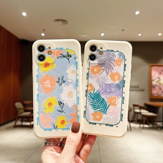 เคสป้องกันโทรศัพท์มือถือ ลายดอกคามิเลีย ขอบตรง สําหรับ Apple Iphone 13 14 13 12pro 11