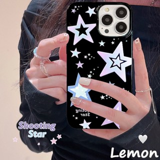 [Lemon] เคสโทรศัพท์มือถือ ซิลิโคนนุ่ม ลายดาว สีม่วง แวววาว สีดํา สําหรับ 14 14pro 14plus 14promax 11 12 X XS XR XSMAX 11pro 12pro 11promax 13 13pro 13pro 7 8 7plus 8plus