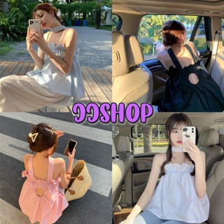 JJ shop💜 พร้อมส่ง เสื้อสายคล้องคอ ผ้าชีฟองดีเทลสม็อค เว้าหลังเล็กๆผ้าใส่สบาย  "60129"