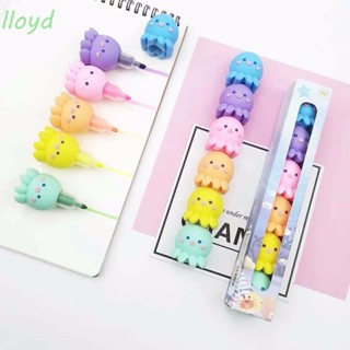 LLOYD Cute Highlighter Candy Color Fluorecent Pen Marker Pen School Office Supply Pen Kawaii Stationery Octopus Assembly Writing Tool/Multicolor