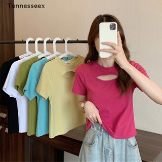 [TESN] เสื้อยืด คอกลม แขนสั้น สีพื้น ฤดูร้อน สําหรับผู้หญิง IKS