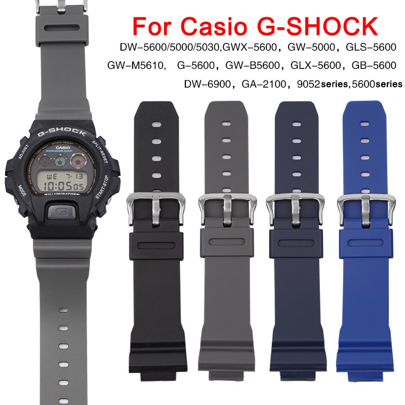 สายนาฬิกาข้อมือ ยางซิลิโคนนิ่ม 16*26 มม. สําหรับ Casio G-Shock DW-5600 GA-2100 GW-M5610 G-5600 DW-6900 9052series