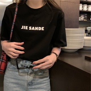 พร้อมส่ง เสื้อยืดลําลอง แขนสั้น คอกลม พิมพ์ลายตัวอักษร สําหรับผู้หญิง