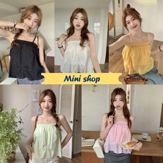 Mini shop🌸พร้อมส่ง🌸 (60130)  เสื้อสายเดี่ยวผ้าชีฟอง สายปรับได้เกาหลีมากแม่