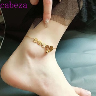 Cabeza สร้อยข้อเท้าเหล็กไทเทเนียม สีทอง สไตล์โบราณ เรียบง่าย หลากสี สําหรับผู้หญิง