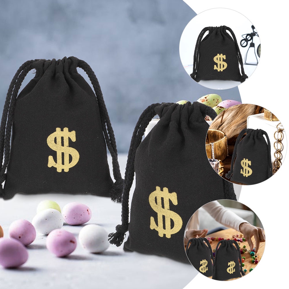 Tote Insert Organizer Drawstring Bags Dollar Money Sacks 6 ชิ้น,
