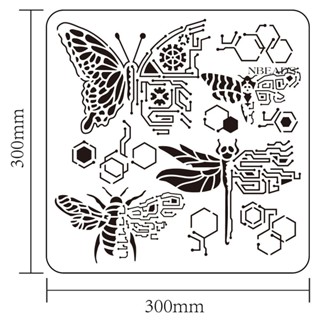 แผ่นแม่แบบฉลุลาย ฉลุลาย รูปแมลง ขนาด 30x30 ซม. สําหรับตกแต่งสมุดภาพ อัลบั้มรูป DIY จํานวน 1 ชิ้น