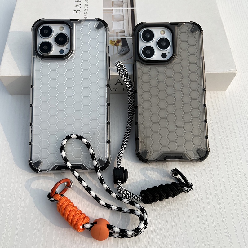 เคสโทรศัพท์มือถือแบบแข็ง ใส กันกระแทก พร้อมสายคล้องสั้น สําหรับ iPhone 15Promax 15 14Promax 11 13Promax 14Pro 14 14Plus 11Promax 12 12Pro 13 13Pro 12Promax 12 12Pro 11Pro 8Plus X Xr Xsmax 7Plus