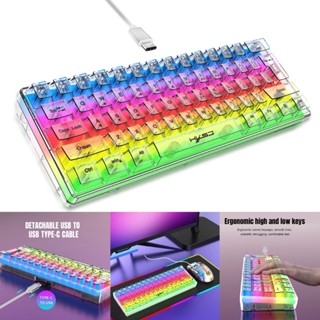 R* คีย์บอร์ด RGB LED Type-C แบบใช้สาย USB 61 คีย์ ตามหลักสรีรศาสตร์ อุปกรณ์เสริมคอมพิวเตอร์