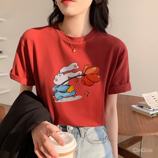 Womens Short-Sleeved T-shirt Fashion 2023 Summer New T-shirt Rabbit Cartoon Top SB8025