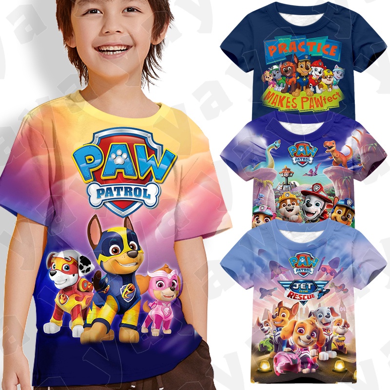 PAW PATROL เสื้อยืดแฟชั่นเด็กอะนิเมะฤดูร้อนแขนสั้นเสื้อเด็กผ่อนคลายสบายเสื้อแขนสั้น Tee 2025
