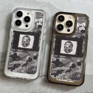 เคสโทรศัพท์มือถือ แบบใส กันกระแทก ลาย BAPE สีเหลือง สําหรับ iphone 14 11 13 12 X XS Pro Max xr Mini xr Samsung Galaxy S23 S22 ultra plus