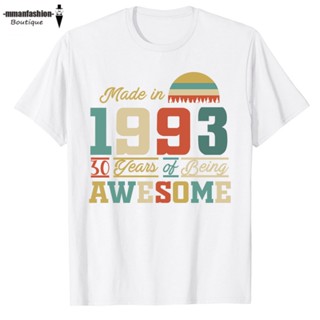 เสื้อยืดลําลอง แขนสั้น คอกลม พิมพ์ลาย 1993 30 ปี ระบายอากาศ ใส่สบาย ของขวัญวันเกิด สไตล์วินเทจ สําหรับผู้ชาย และผู้หญิง 50 ปี