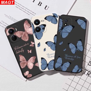 เคสโทรศัพท์มือถือ ลายผีเสื้อ สีชมพู สีฟ้า สําหรับ VIVO Y22 V25 V25E Y22S Y21T Y21S Y33S Y33T Y19 Y91C Y1S Y51 Y31 Y53S Y30i Y50 Y20S Y20i T85 V9 S1 Pro V23E V21E