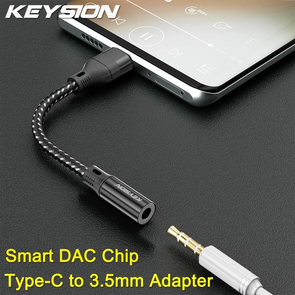 Keysion อะแดปเตอร์ชิปหูฟัง USB Type C เป็น DAC 3.5 มม. เป็นแจ็คเสียง AUX 3.5 สําหรับ Android โทรศัพท