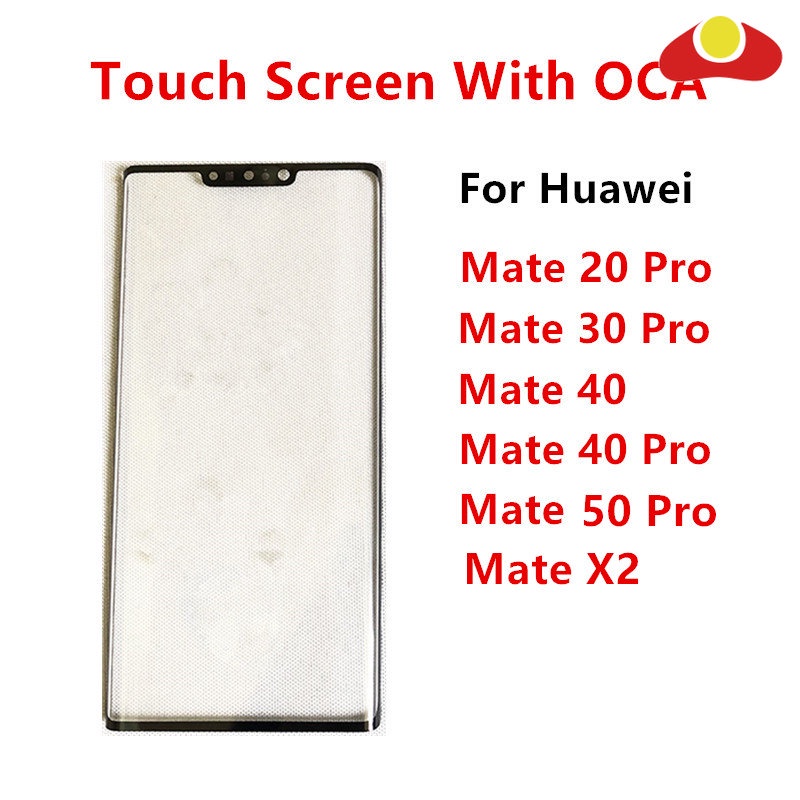 Mate40Pro หน้าจอด้านนอกสําหรับ Huawei Mate 50 40 30 20 Pro X2 แผงสัมผัสจอแสดงผล LCD ด้านหน้ากระจกฝาครอบซ่อมเปลี่ยนชิ้นส่วน + OCA