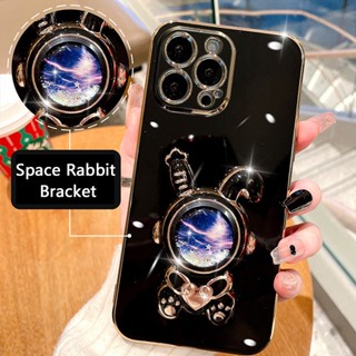 3D สําหรับ Samsung Galaxy Note20 Ultra Note10+ Note10 plus Note9 Note8 Note10lite S10lite เคสมือถือ Soft TPU Case เคสป้องกัน Cute Cartoon Space Rabbit Astronaut Bracket Luxury การชุบไฟฟ้า เปลือกกันกระแทก เปลือกสบู่แฟชั่น