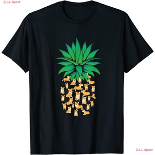 เสื้อยืดผ้าฝ้ายพิมพ์ลายZ.L.L Sport เสื้อยืดผู้ชาย เสื่อยืดผู้หญิง Cute Pembroke Welsh Corgi Dogs Pineapple Men Women T-S